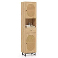 Costway 67 Tall Bathroom Cabinet with 2 Doors Open Compartment & Drawer Adjustable Shelves Beige/White