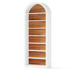 Libreria ad arco bicolore nera e marrone, 8 ripiani, per 1 persona