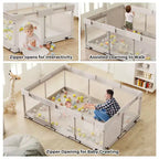 Box per bambini pieghevole grigio, quadrato, per 2