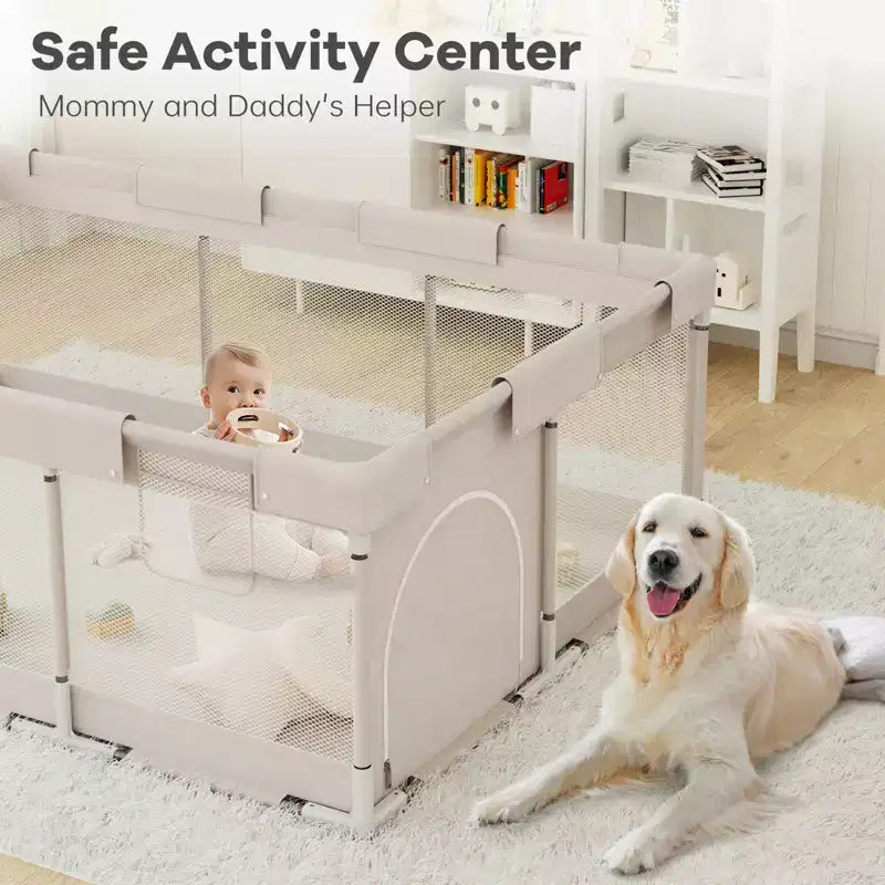 Box per bambini pieghevole grigio, quadrato, per 2