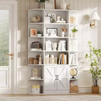 Libreria a 6 ripiani in nero/grigio/bianco con anta scorrevole – Assemblaggio per 1 persona