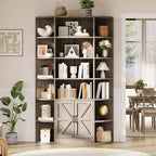 Libreria a 6 ripiani in nero/grigio/bianco con anta scorrevole – Assemblaggio per 1 persona