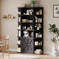 75in Tall Bookcase with Storage Cabinet, 6-Tier Wide Floor Bookshelf , Modern Wooden Standing Display Shelf Organizer for Home Office Living Room