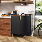 Credenza portavino da terra con ante a scanalatura nere e verdi e portabicchieri