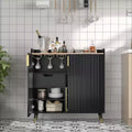 Modern Wine Cabinet with Wine Rack, Glass Holders & Storage, Coffee Bar & Liquor Cabinet, Sideboard Buffet with Decorative Fluted Doors for Home