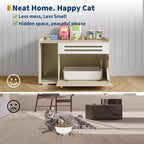 Mobile per lettiera a 3 ante apribili, colore nero/legno, per 1 gatto