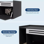 Mobile per lettiera a 3 ante apribili, colore nero/legno, per 1 gatto