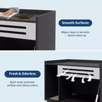 Mobile per lettiera a 3 ante apribili, colore nero/legno, per 1 gatto