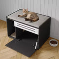 Mobile per lettiera a 3 ante apribili, colore nero/legno, per 1 gatto