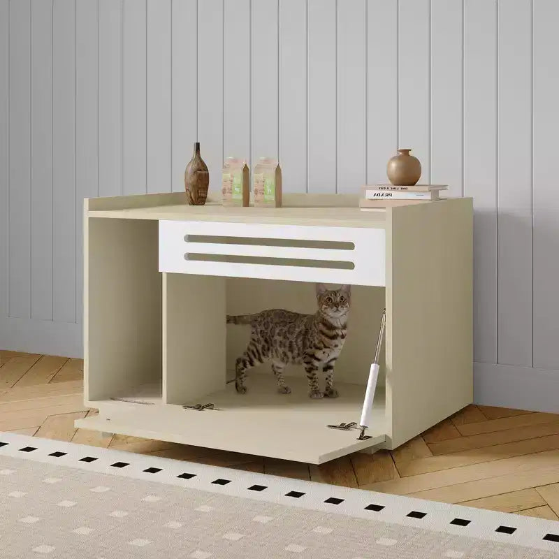 Cat Litter Box Storage Cabinet Hidden Cat Litter Furniture Dog-Proof Design with Flip-Top Lid Cat Litter Cabinet Pet House