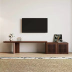 JVNOXK 60.6-84.3''Extendable TV Media Console for Up to 55 Inch, Modern TV Stand, Entertainment Center with Storage, for Living Room,Bedroom,Walnut
