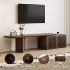Mobile TV Espandibile in Noce, Finitura Naturale, Pezzo Unico, Adatto per TV fino a 55"