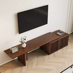 Mobile TV Espandibile in Noce, Finitura Naturale, Pezzo Unico, Adatto per TV fino a 55"