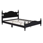 Struttura Letto in Legno Massello Nero – Testiera Curva e Colonne Tornite, Matrimoniale Francese/Matrimoniale, 1 Persona