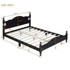 Struttura Letto in Legno Massello Nero – Testiera Curva e Colonne Tornite, Matrimoniale Francese/Matrimoniale, 1 Persona