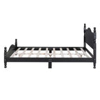 Struttura Letto in Legno Massello Nero – Testiera Curva e Colonne Tornite, Matrimoniale Francese/Matrimoniale, 1 Persona