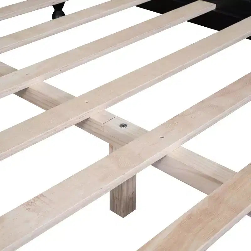 Struttura Letto in Legno Massello Nero – Testiera Curva e Colonne Tornite, Matrimoniale Francese/Matrimoniale, 1 Persona