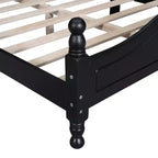 Struttura Letto in Legno Massello Nero – Testiera Curva e Colonne Tornite, Matrimoniale Francese/Matrimoniale, 1 Persona