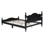 Struttura Letto in Legno Massello Nero – Testiera Curva e Colonne Tornite, Matrimoniale Francese/Matrimoniale, 1 Persona