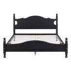 Struttura Letto in Legno Massello Nero – Testiera Curva e Colonne Tornite, Matrimoniale Francese/Matrimoniale, 1 Persona