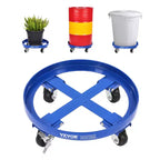 VEVOR 55 Gallon Drum Dolly, 2000 lbs Load Capacity, Heavy-Duty Barrel Dolly with Cross Braces and 4 Swivel Caster Wheels, Blue
