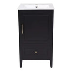 Mobile bagno freestanding da 20" nero/bianco con lavabo, armadietto a 1 anta, cassetto e ripiano