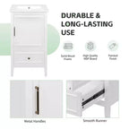 Mobile bagno freestanding da 20" nero/bianco con lavabo, armadietto a 1 anta, cassetto e ripiano
