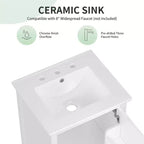 Mobile bagno freestanding da 20" nero/bianco con lavabo, armadietto a 1 anta, cassetto e ripiano