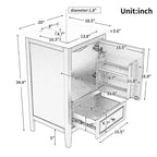 Mobile bagno freestanding da 20" nero/bianco con lavabo, armadietto a 1 anta, cassetto e ripiano