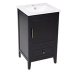 Mobile bagno freestanding da 20" nero/bianco con lavabo, armadietto a 1 anta, cassetto e ripiano