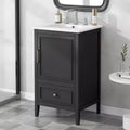 MAYEERTY 20 Bathroom Vanity with Sink 1 Door Shelf Adjustable Foot Pads Drawer Black