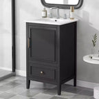 MAYEERTY 20 Bathroom Vanity with Sink 1 Door Shelf Adjustable Foot Pads Drawer Black