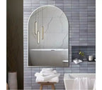 Specchio da bagno da parete ad arco nero / oro / argento, 24x36 pollici, singolo