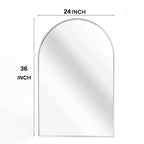 Specchio da bagno da parete ad arco nero / oro / argento, 24x36 pollici, singolo