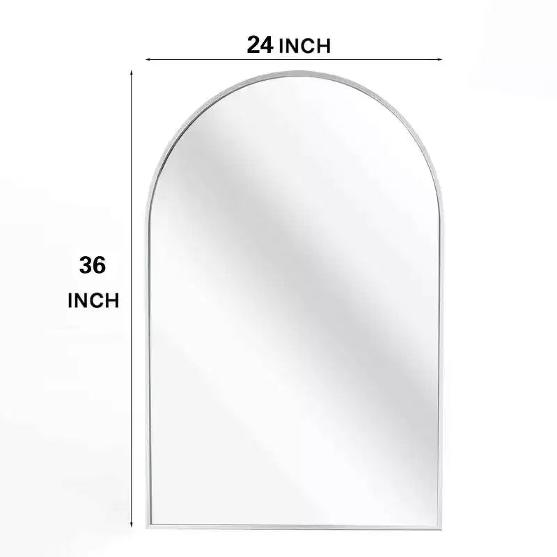 Specchio da bagno da parete ad arco nero / oro / argento, 24x36 pollici, singolo