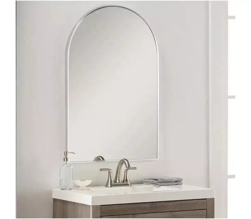 Specchio da bagno da parete ad arco nero / oro / argento, 24x36 pollici, singolo