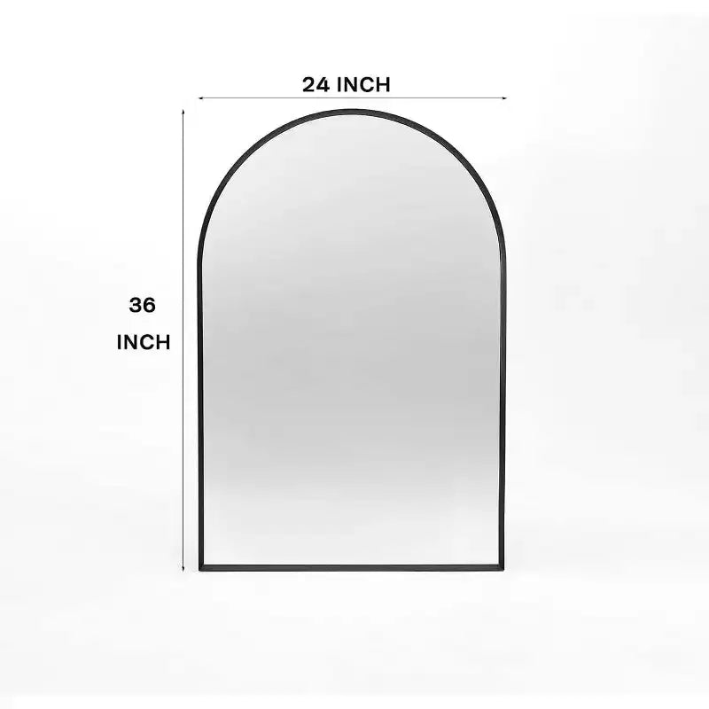 Specchio da bagno da parete ad arco nero / oro / argento, 24x36 pollici, singolo