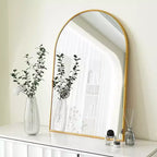 Specchio da bagno da parete ad arco nero / oro / argento, 24x36 pollici, singolo