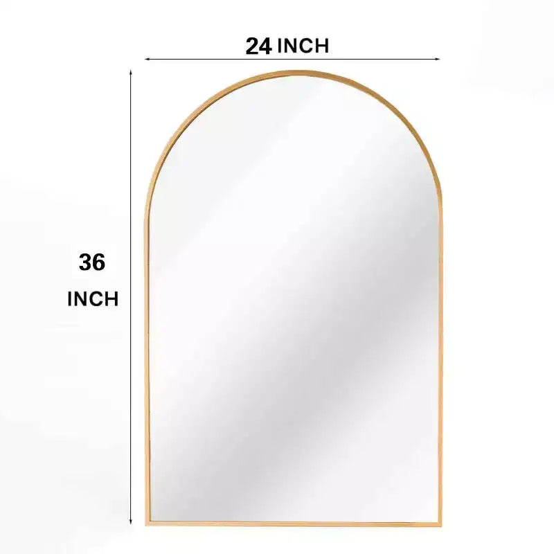 Specchio da bagno da parete ad arco nero / oro / argento, 24x36 pollici, singolo
