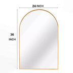 Specchio da bagno da parete ad arco nero / oro / argento, 24x36 pollici, singolo