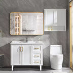 Specchio da bagno moderno rettangolare da parete 30x40" in nero/oro/argento – Singolo, con cornice in alluminio