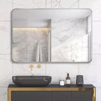 Specchio da bagno moderno rettangolare da parete 30x40" in nero/oro/argento – Singolo, con cornice in alluminio