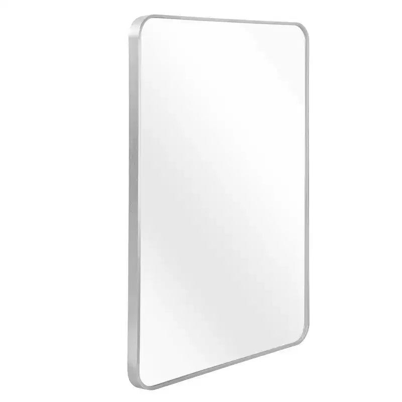 Specchio da bagno moderno rettangolare da parete 30x40" in nero/oro/argento – Singolo, con cornice in alluminio