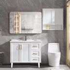 Specchio da bagno moderno rettangolare da parete 30x40" in nero/oro/argento – Singolo, con cornice in alluminio
