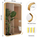 Specchio da bagno moderno rettangolare da parete 30x40" in nero/oro/argento – Singolo, con cornice in alluminio