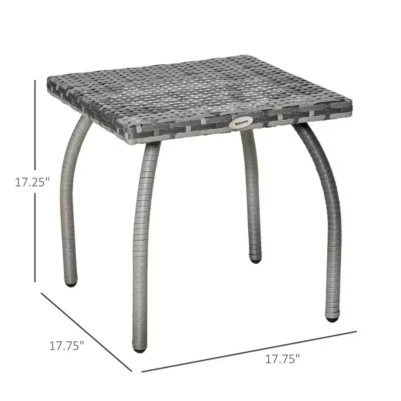 Tavolino quadrato in rattan marrone/grigio, da esterno, per 1 persona