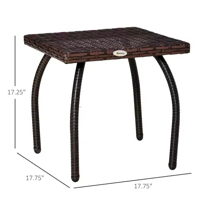 Tavolino quadrato in rattan marrone/grigio, da esterno, per 1 persona
