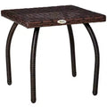 Outdoor PE Wicker Side Table, Small Square Rattan End Table, All-Weather Material Coffee Table for Garden, Balcony