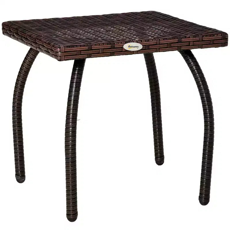 Outdoor PE Wicker Side Table, Small Square Rattan End Table, All-Weather Material Coffee Table for Garden, Balcony