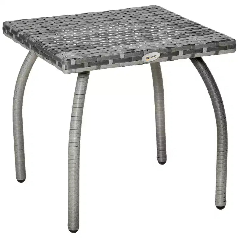 Tavolino quadrato in rattan marrone/grigio, da esterno, per 1 persona